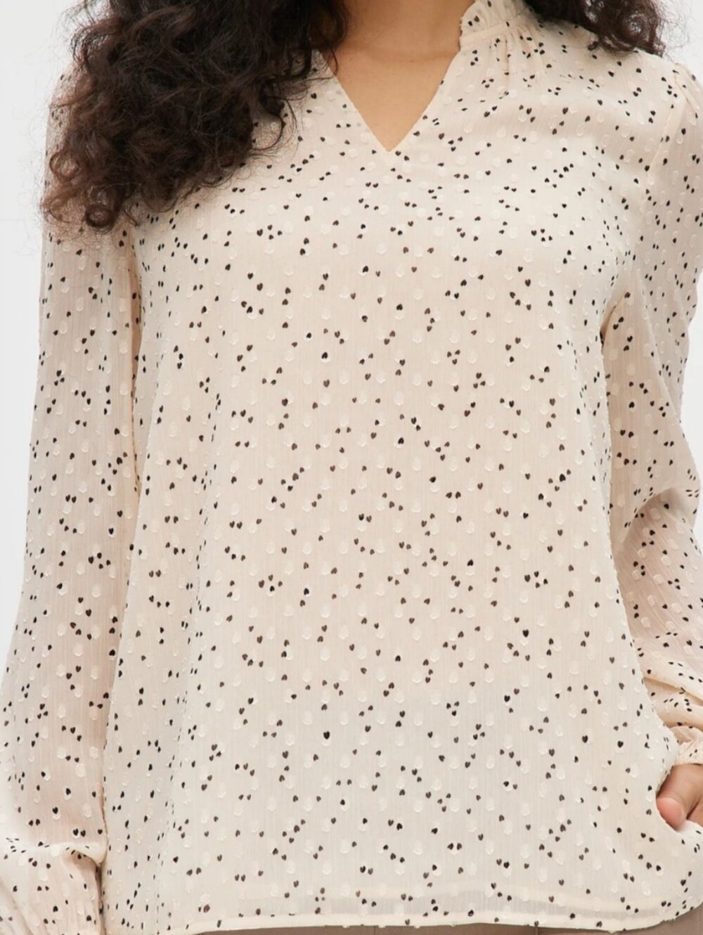 Lightweight Hilary Radley Blouse, Sheer Long sleeves, Size M